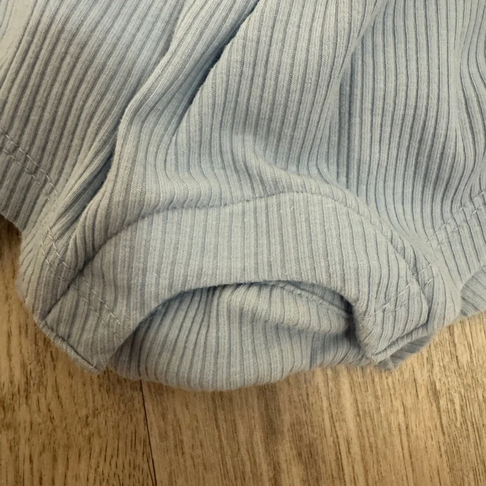 Blue Ribbed Baby Romper